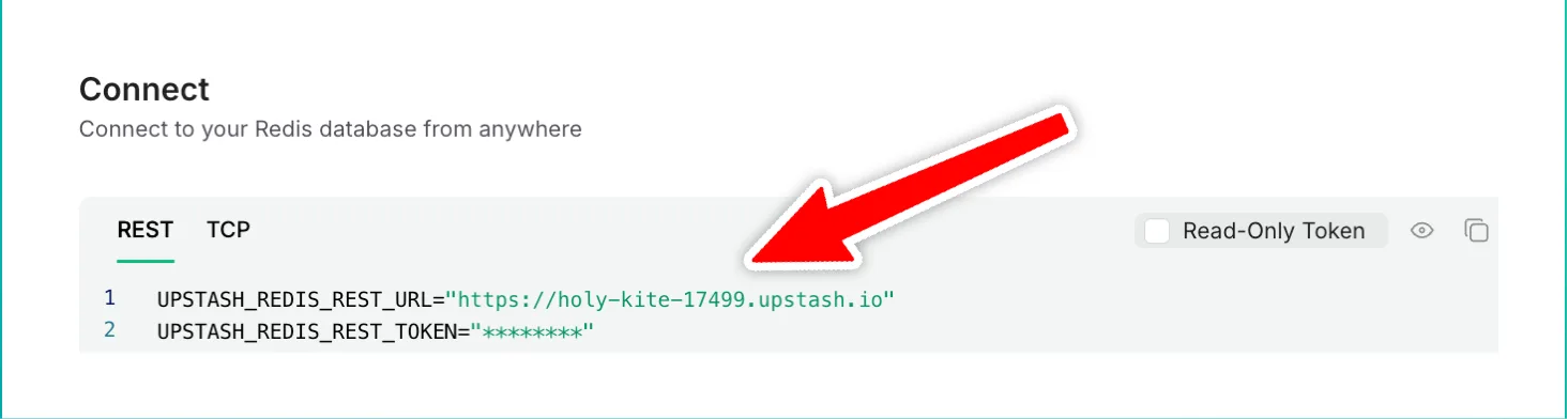 Redis credentials for a Next.js application