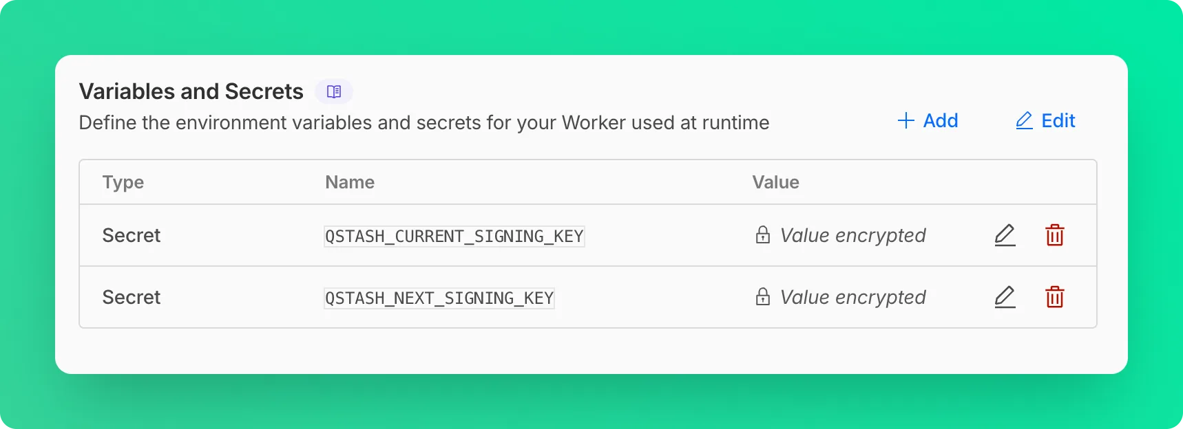QStash secrets in Cloudflare Workers