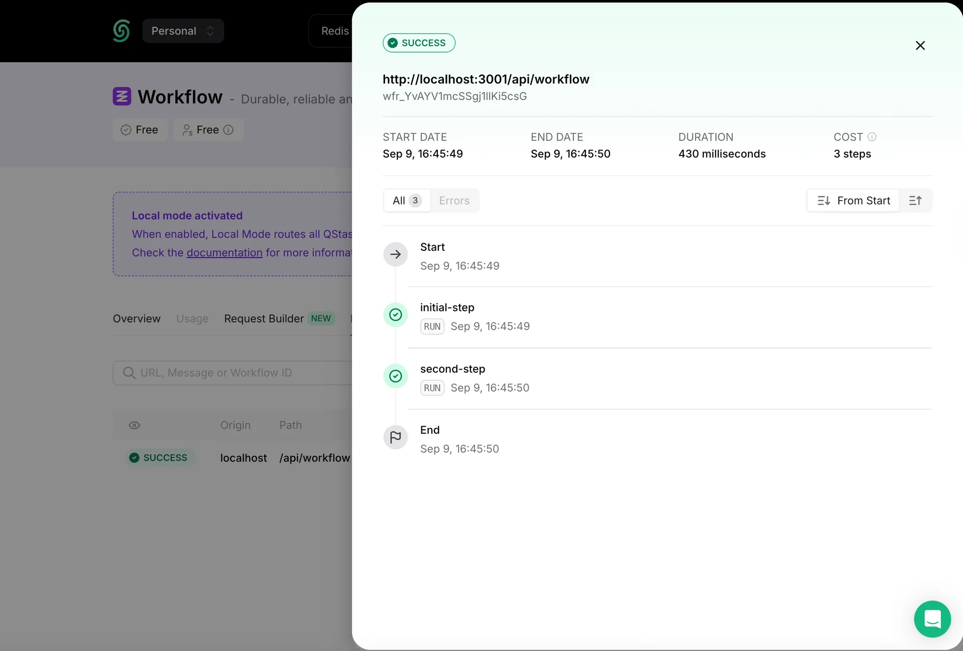 Debug a workflow run on UI